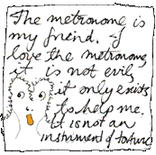 Drawing 18 from my digital work Biography of a Band. It’s the story of a band starting out, presented in an online comic strip format.