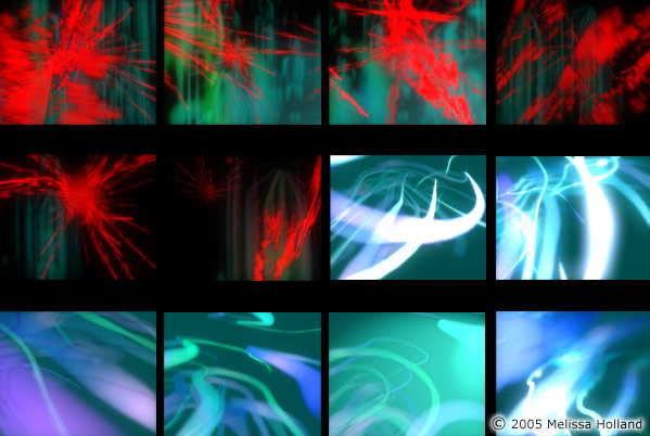 A series of still shots from a 3D animation by Melissa Holland called Life as a River.